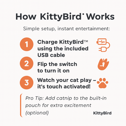 Instructions on how to use KittyBird with icons and text